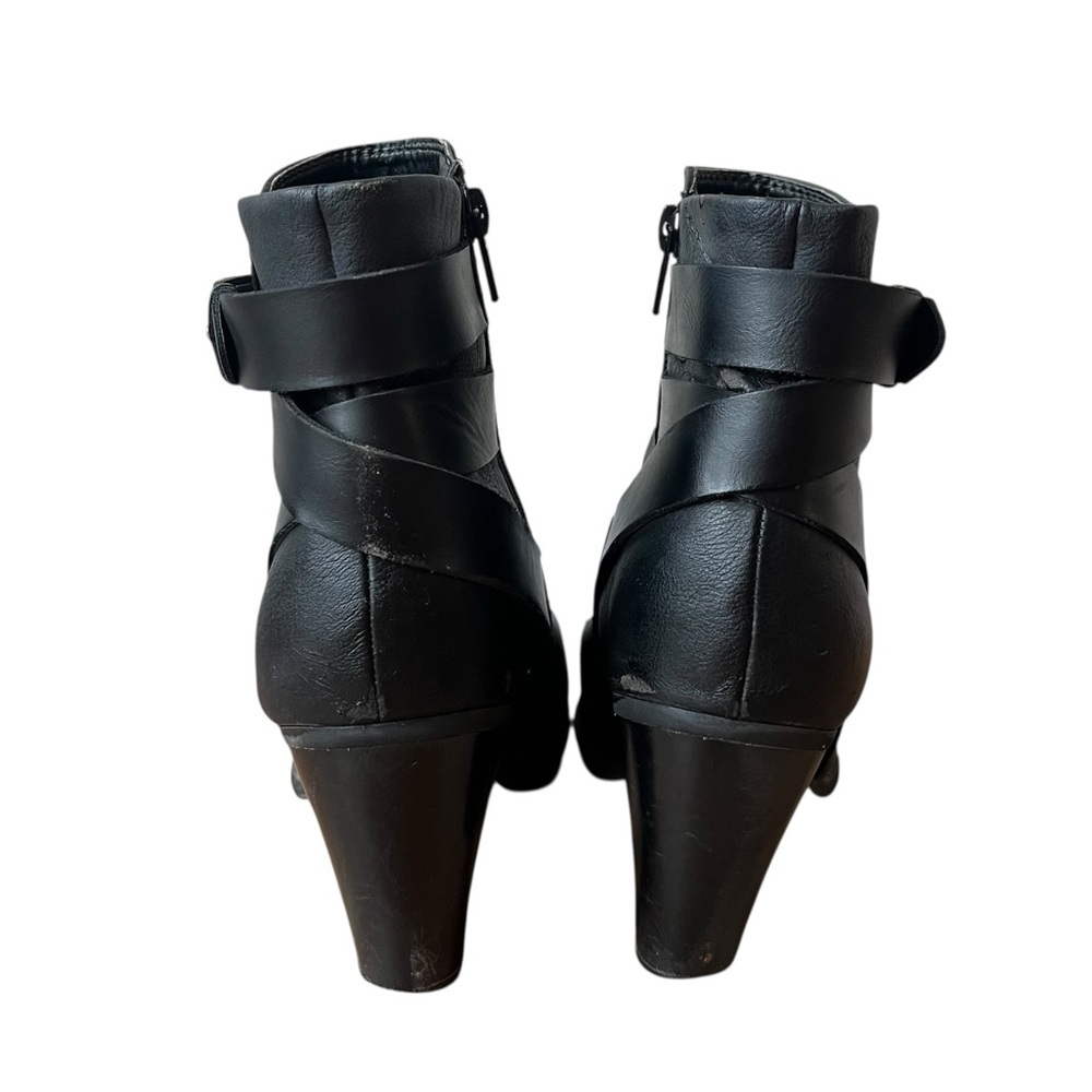 Apt. 9 Black Ankle Boots Size 8.5 – Heeled Booties w/ Buckle Detail Faux Leather - Picture 7 of 16